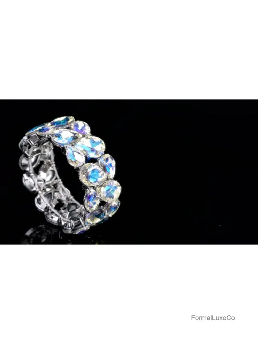 Art Deco Rhinestone Crystal Stretch Bangle Bracelet for Women Bridal Wedding